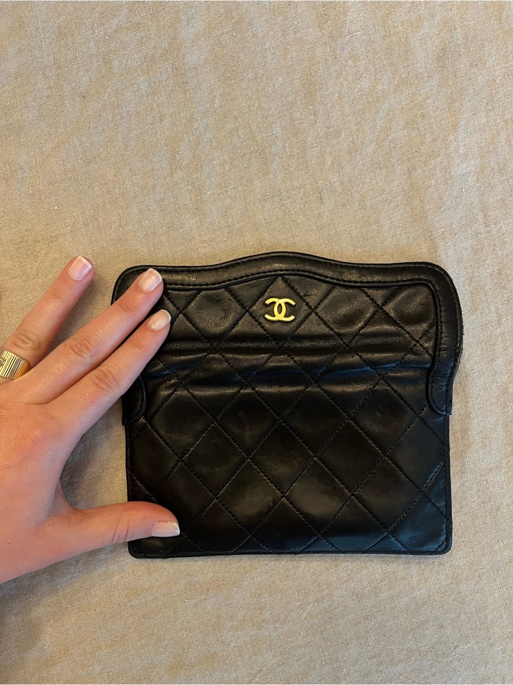 Vintage CHANEL Black Lambskin Clutch/Pouch - Picture 6 of 9
